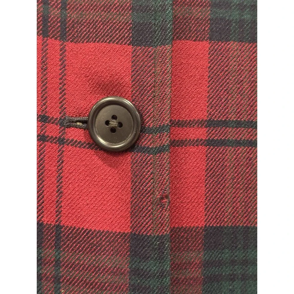 Burberry 1960s Reversible Trench Gabardine & Wool Plaid Cape Coat Red Navy OSFA - Picture 7 of 14